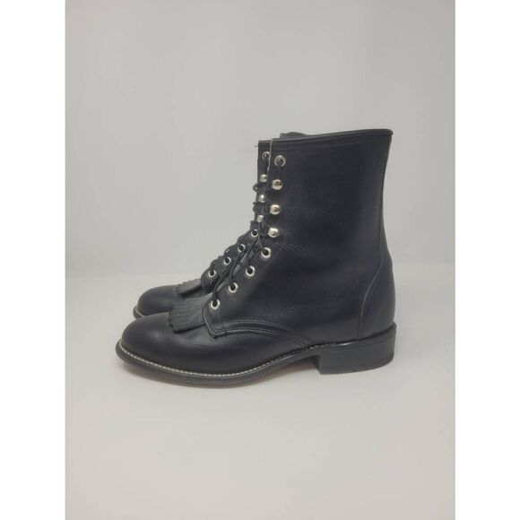 Laredo womens 9 Keltie Vintage Western Boots Lace Up Black Leather - Picture 2 of 9